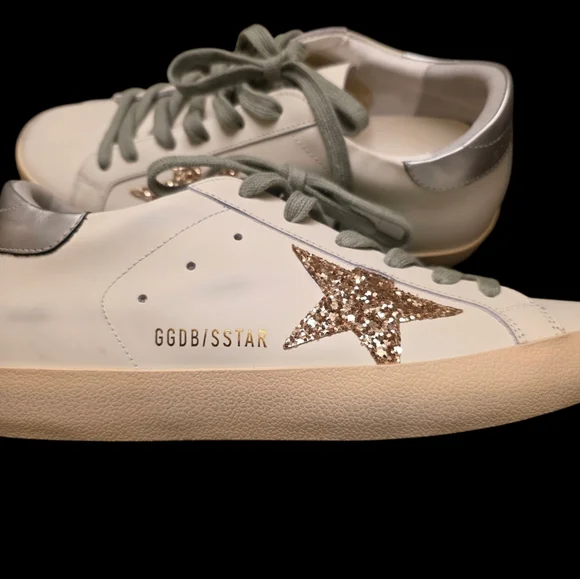 Golden Goose White and Gold Sneakers Size 38 - Picture 6 of 9